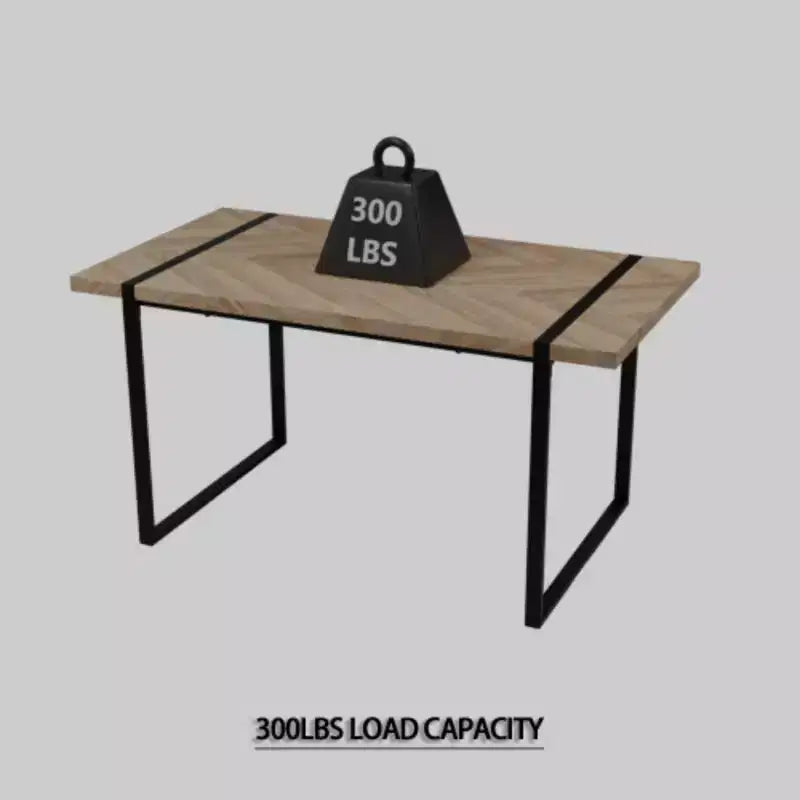 Table à manger rectangulaire industrielle en MDF pour 4-6 personnes, plateau en bois de 3,8 cm d'épaisseur avec pieds en métal, pour la maison et la cuisine
