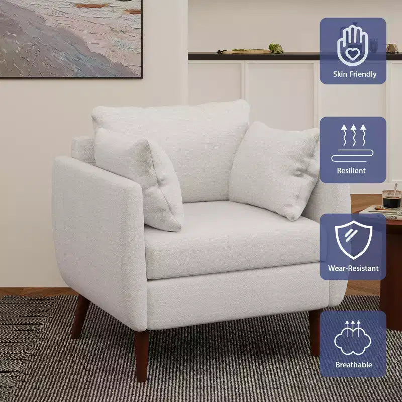 Fauteuil Club GDFStudio Viewland en Tissu Capitonnage Moderne avec Coussins Décoratifs