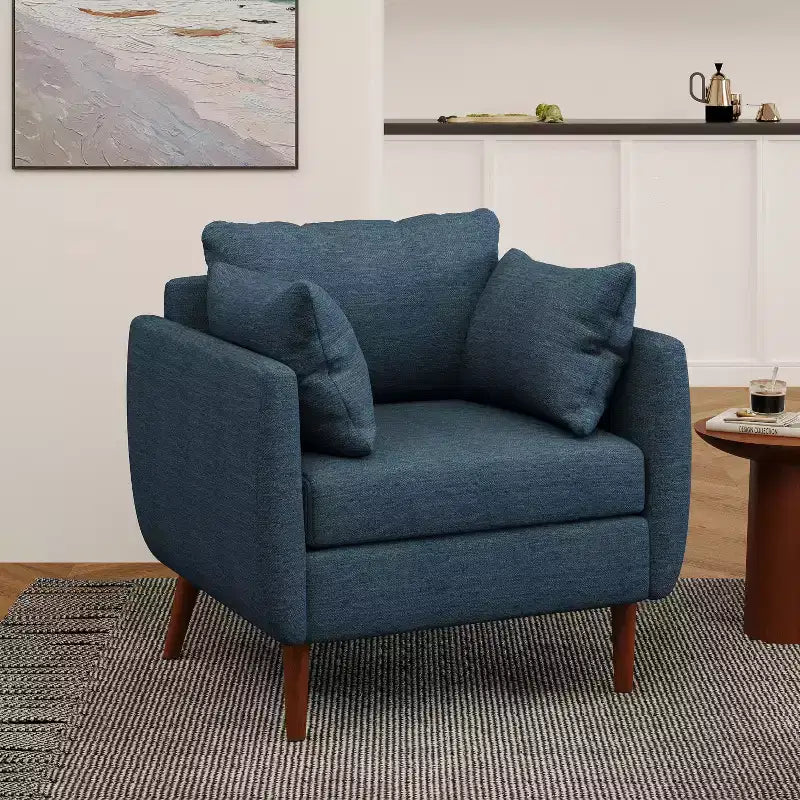 Fauteuil Club GDFStudio Viewland en Tissu Capitonnage Moderne avec Coussins Décoratifs