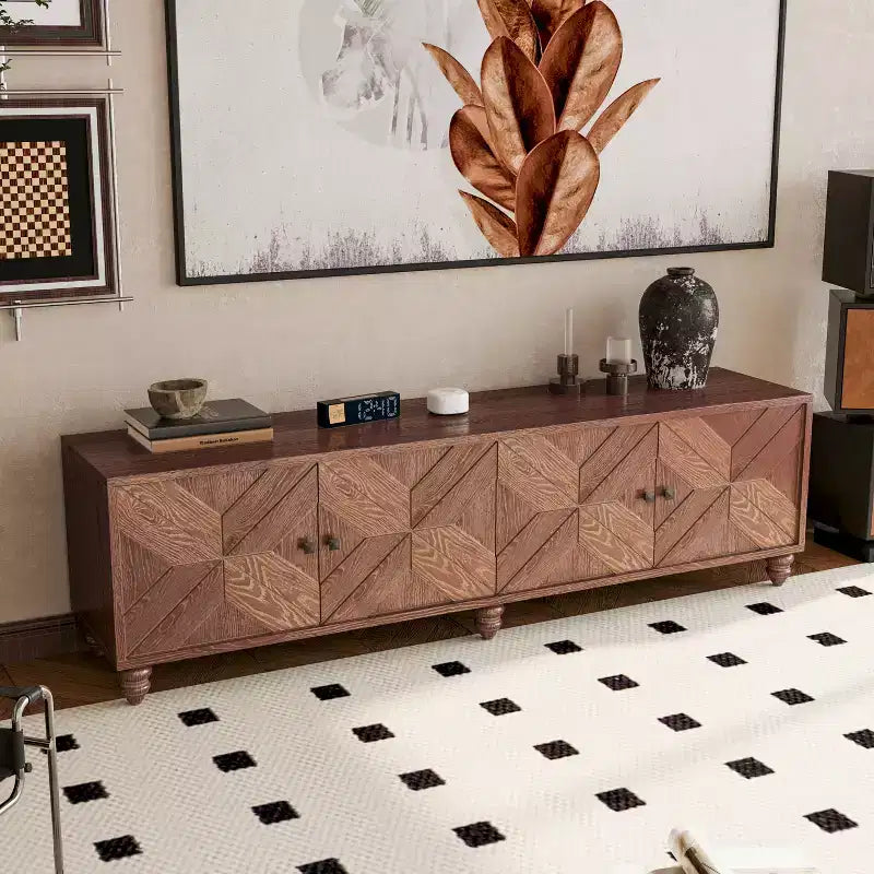 Meuble TV extensible moderne GDFStudio Mamie 90 en bois avec 2 armoires