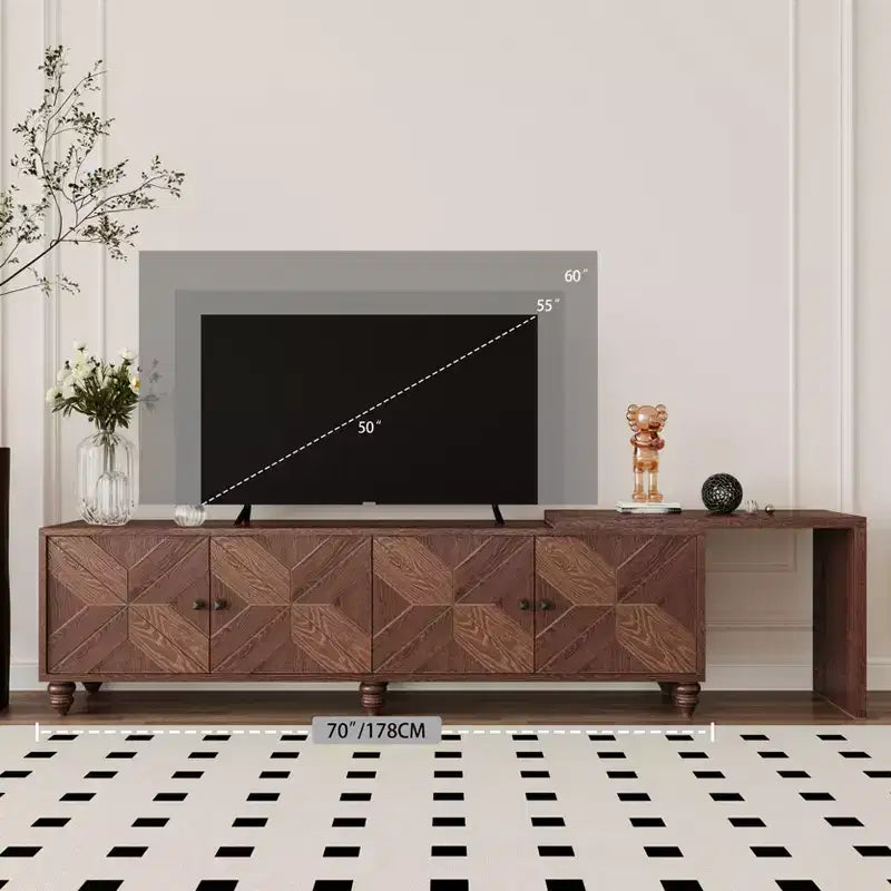 Meuble TV extensible moderne GDFStudio Mamie 90 en bois avec 2 armoires