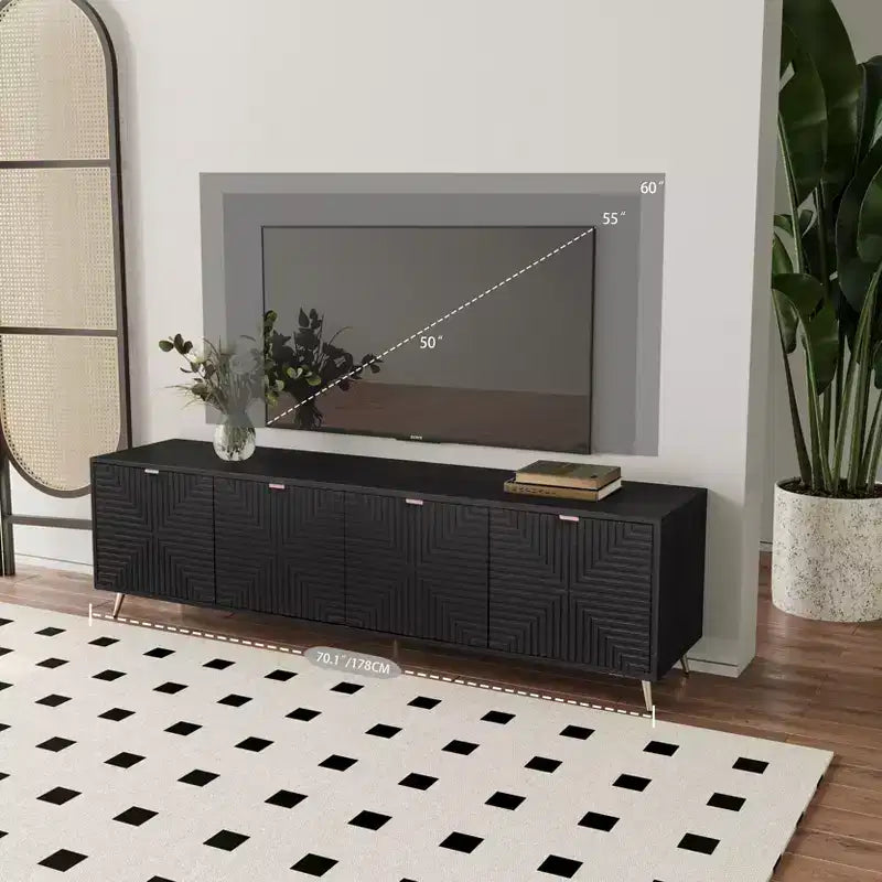 Meuble TV extensible moderne GDFStudio Mamie 90 en bois avec 2 armoires