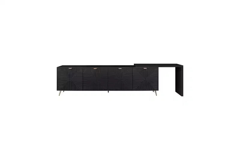 Meuble TV extensible moderne GDFStudio Mamie 90 en bois avec 2 armoires