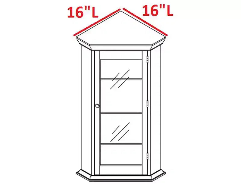 Meuble d'angle de rangement Kings Brand Furniture Cambridge Curio avec porte vitrée