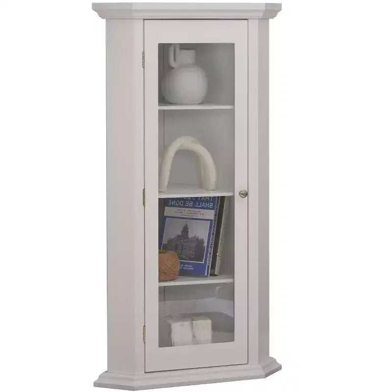 Meuble d'angle de rangement Kings Brand Furniture Cambridge Curio avec porte vitrée