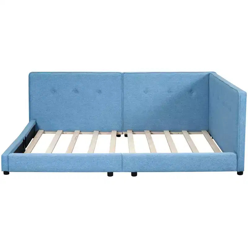 Cadre de lit plateforme Queen/Full, Lit de jour rembourré au sol avec ports USB -ModernLuxe