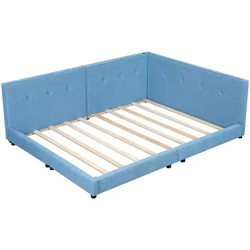 Cadre de lit plateforme Queen/Full, Lit de jour rembourré au sol avec ports USB -ModernLuxe