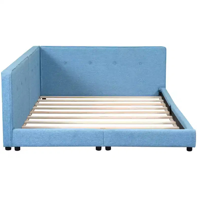 Cadre de lit plateforme Queen/Full, Lit de jour rembourré au sol avec ports USB -ModernLuxe