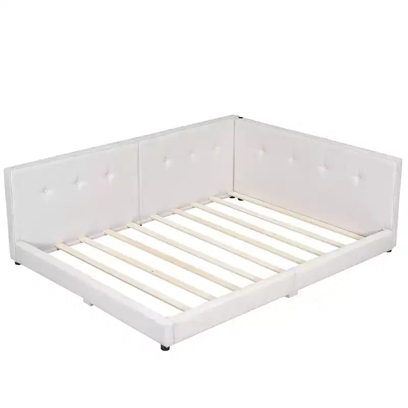 Cadre de lit plateforme Queen/Full, Lit de jour rembourré au sol avec ports USB -ModernLuxe