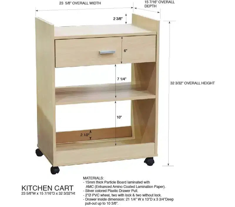 Chariot de cuisine en bois Dellow Kings Brand Furniture avec four à micro-ondes, rangement et tiroir