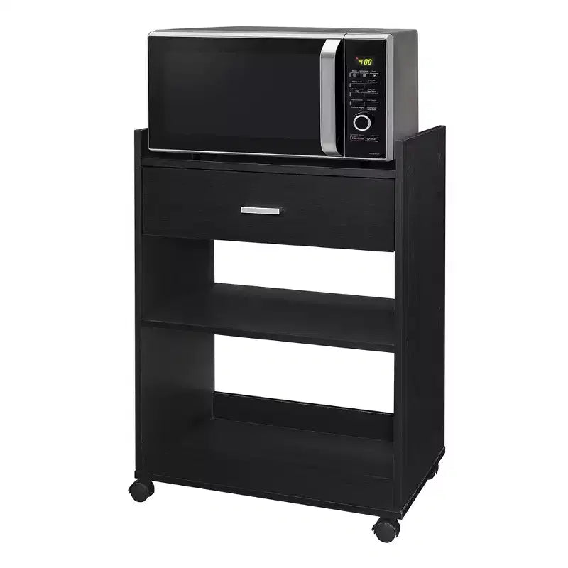 Chariot de cuisine en bois Dellow Kings Brand Furniture avec four à micro-ondes, rangement et tiroir