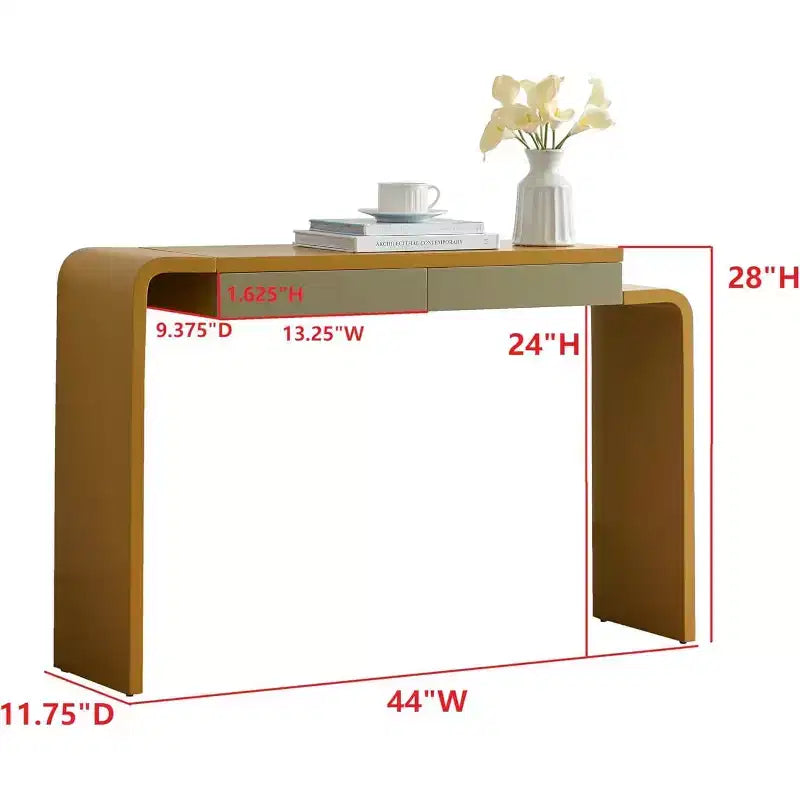 Kings Brand Furniture Yuma – Console en bois à silhouette arrondie – Table d'entrée de canapé avec 2 tiroirs pour salon, couloir, entrée