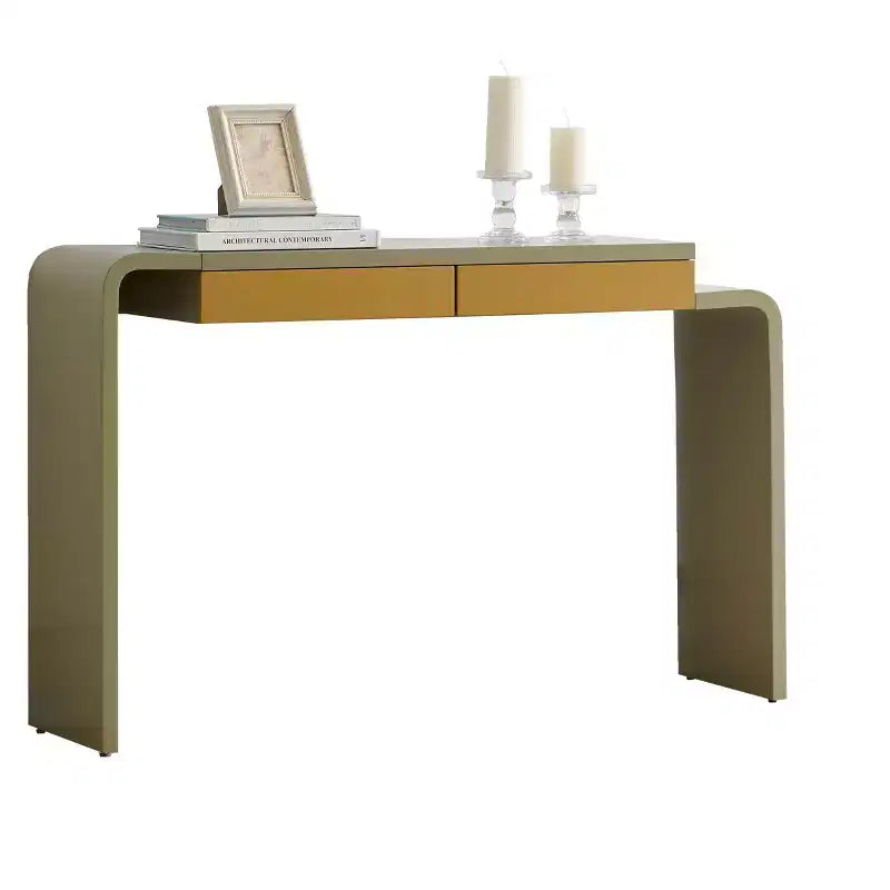 Kings Brand Furniture Yuma – Console en bois à silhouette arrondie – Table d'entrée de canapé avec 2 tiroirs pour salon, couloir, entrée