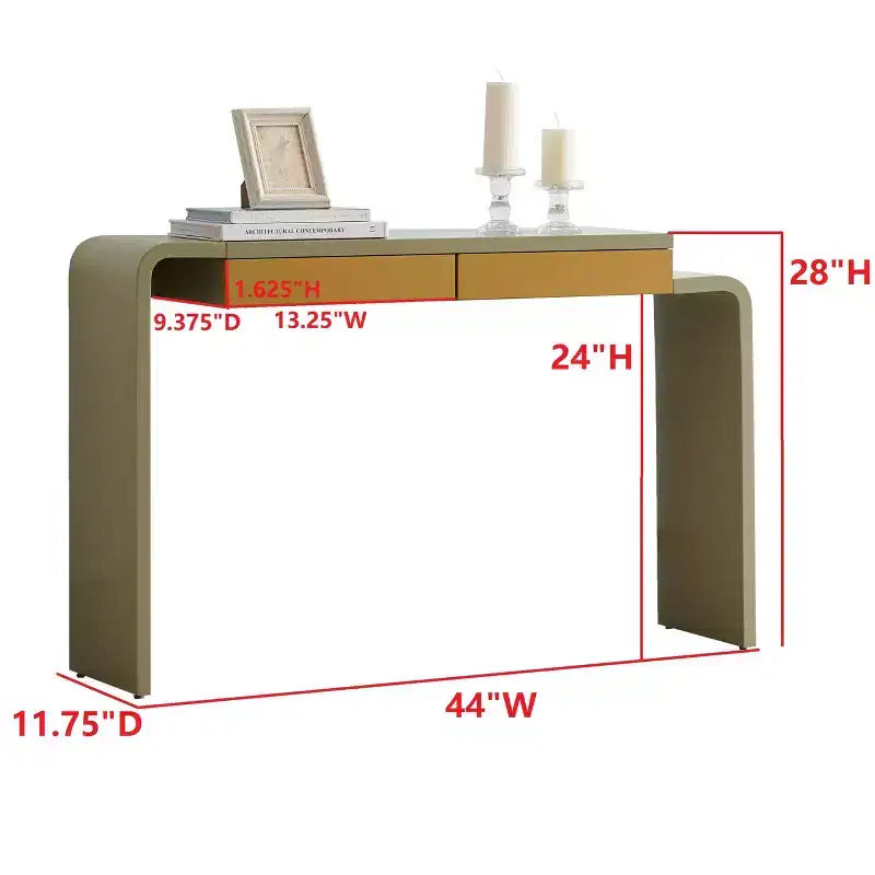 Kings Brand Furniture Yuma – Console en bois à silhouette arrondie – Table d'entrée de canapé avec 2 tiroirs pour salon, couloir, entrée