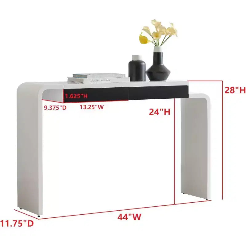 Kings Brand Furniture Yuma – Console en bois à silhouette arrondie – Table d'entrée de canapé avec 2 tiroirs pour salon, couloir, entrée