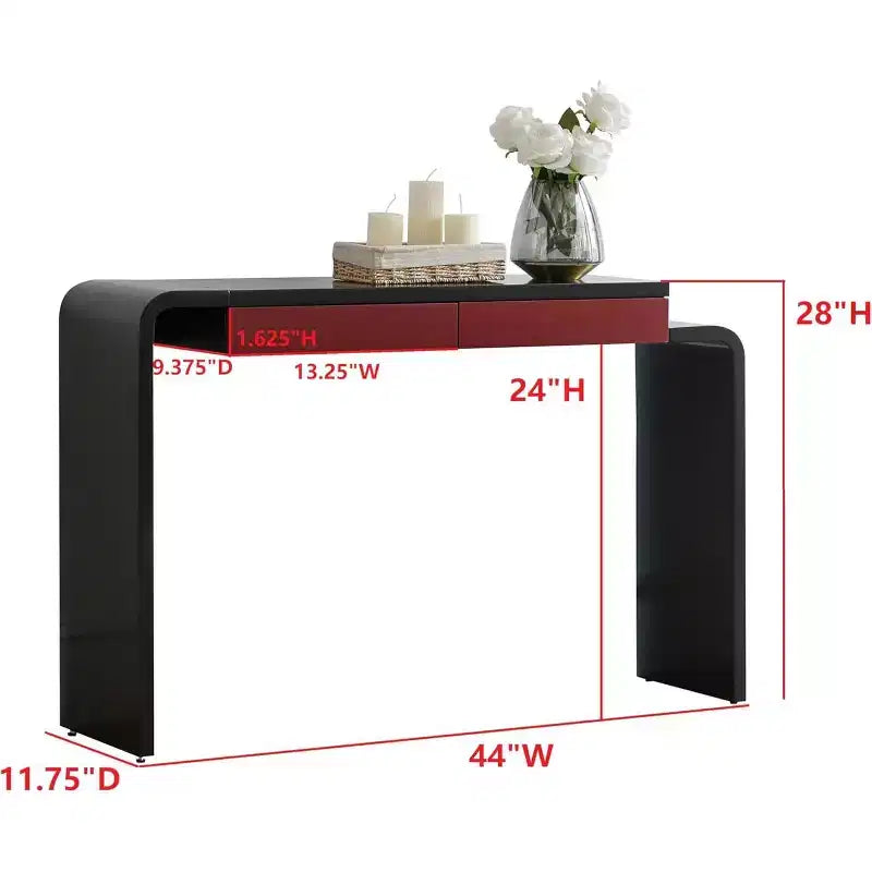 Kings Brand Furniture Yuma – Console en bois à silhouette arrondie – Table d'entrée de canapé avec 2 tiroirs pour salon, couloir, entrée