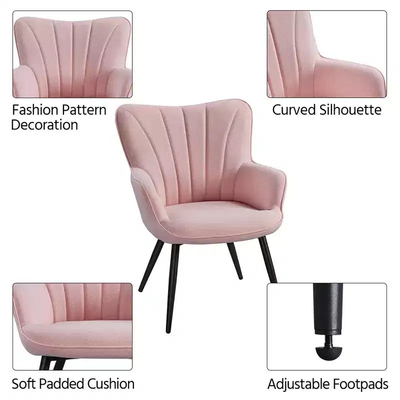 Yaheetech Lot de 2 Chaises d'Appoint Modernes Plissées à Dossier Courbé en Tissu pour Salon Salle à Manger Chambre à Coucher