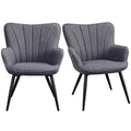 Yaheetech Set of 2 Modern Pleated Curved Back Fabric Accent Chair Living Room Dining Room Bedroom