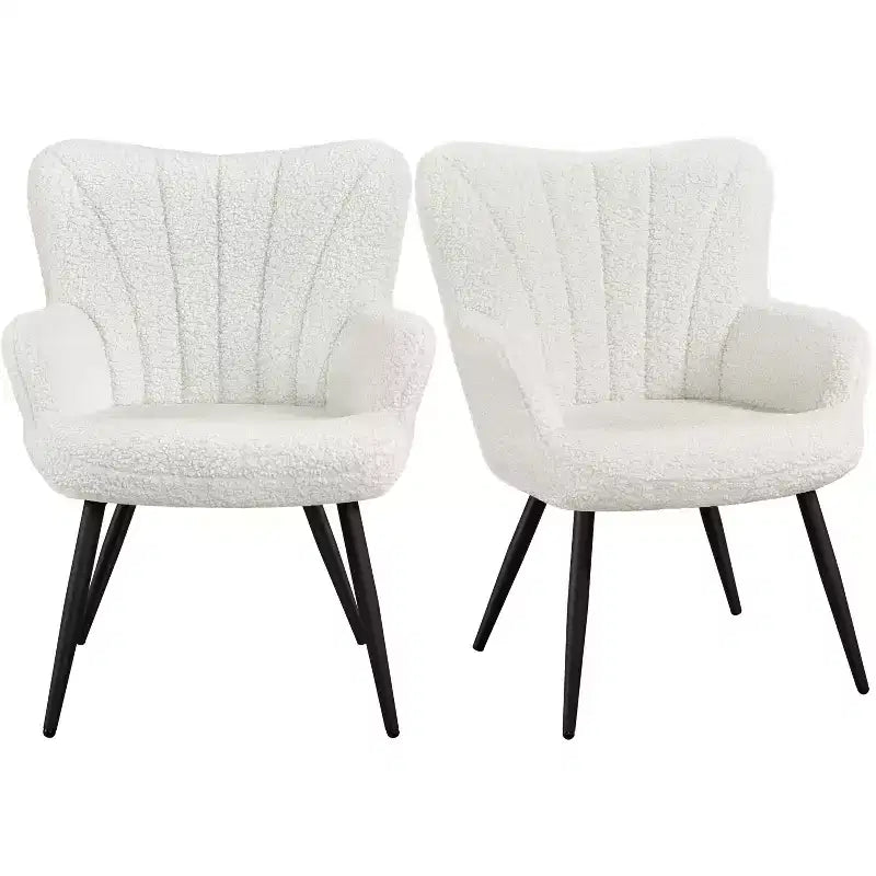Yaheetech Fauteuil d'appoint en tissu plissé à dossier incurvé moderne, pour salon, salle à manger, chambre à coucher
