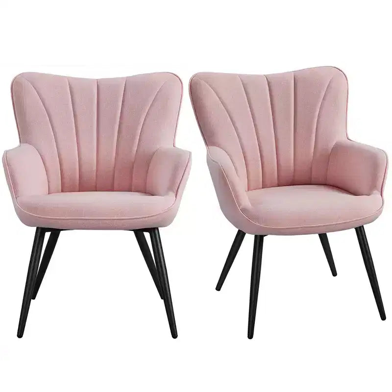 Yaheetech Fauteuil d'appoint en tissu plissé à dossier incurvé moderne, pour salon, salle à manger, chambre à coucher