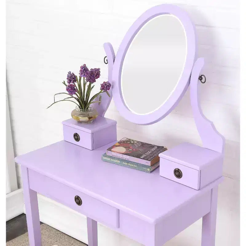 Moniys Wood Moniya Maquillage Coiffeuse et Chaise, Bleu