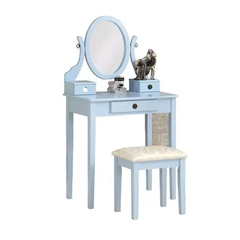 Moniys Wood Moniya Maquillage Coiffeuse et Chaise, Bleu