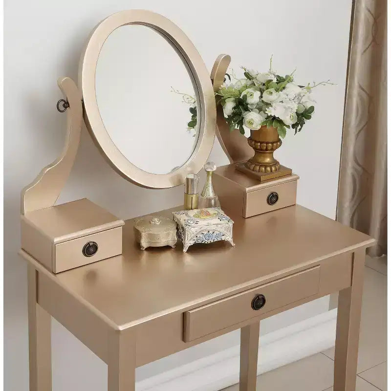 Moniys Wood Moniya Maquillage Coiffeuse et Chaise, Bleu