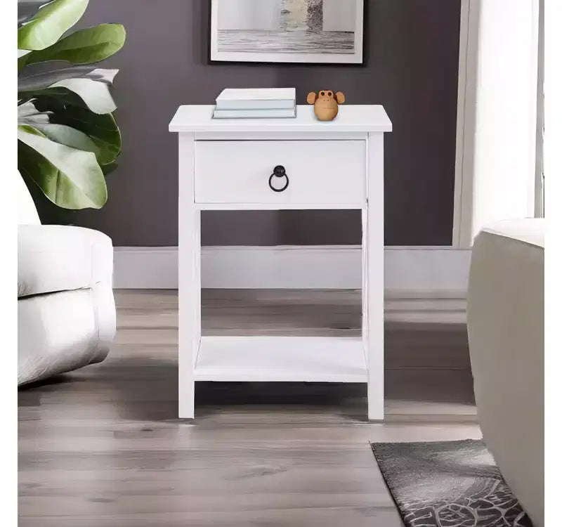 Table d'appoint en bois avec étagère de rangement et tiroir Home Imports Emporium