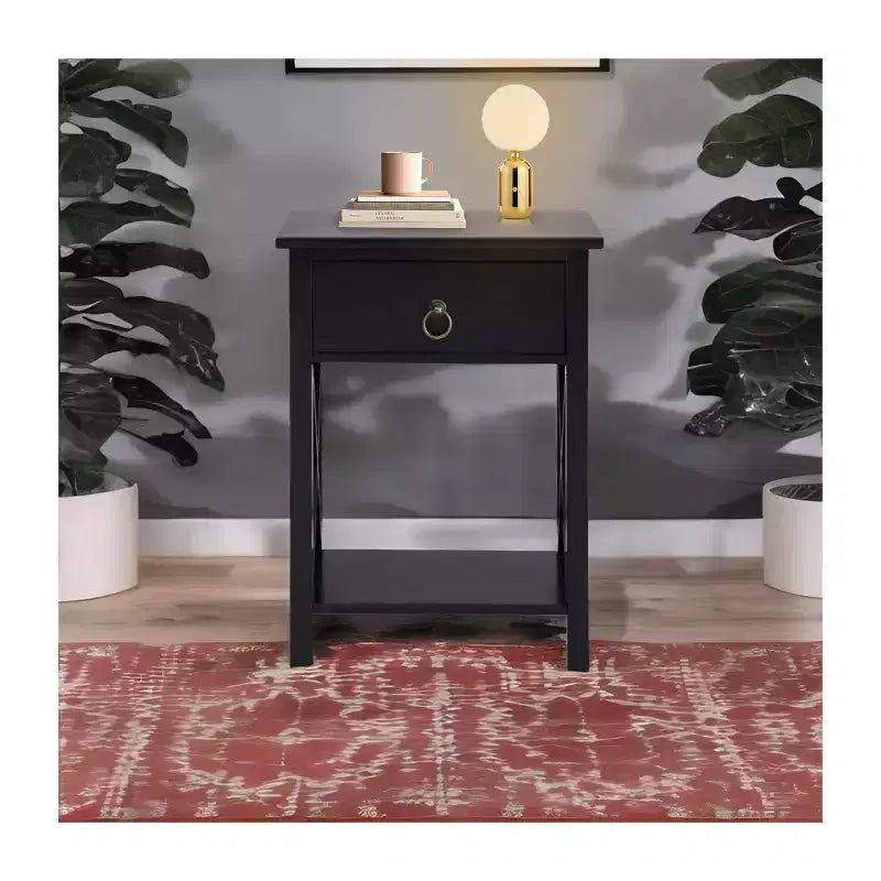 Table d'appoint en bois avec étagère de rangement et tiroir Home Imports Emporium