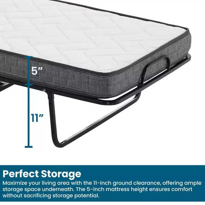 Continental Sleep, lit pliant escamotable de 40 cm avec 5 matelas en mousse à mémoire de forme, cadre pliant en métal robuste, idéal pour adultes et enfants