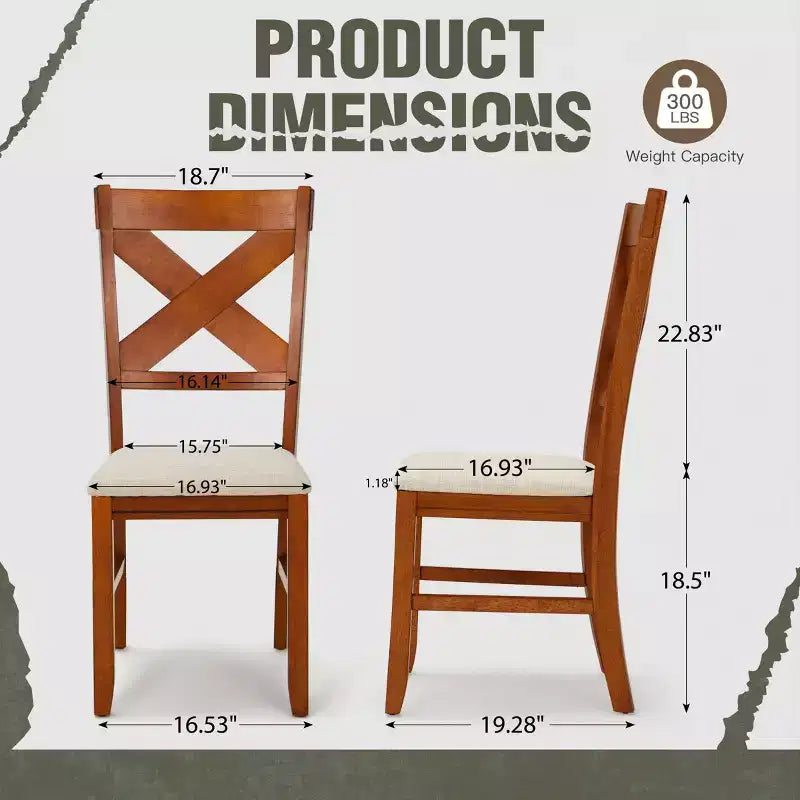 EROMMY Chaises de salle à manger rembourrées en bois massif avec pieds antidérapants, chaises d'appoint pour table de salle à manger (lot de 2)