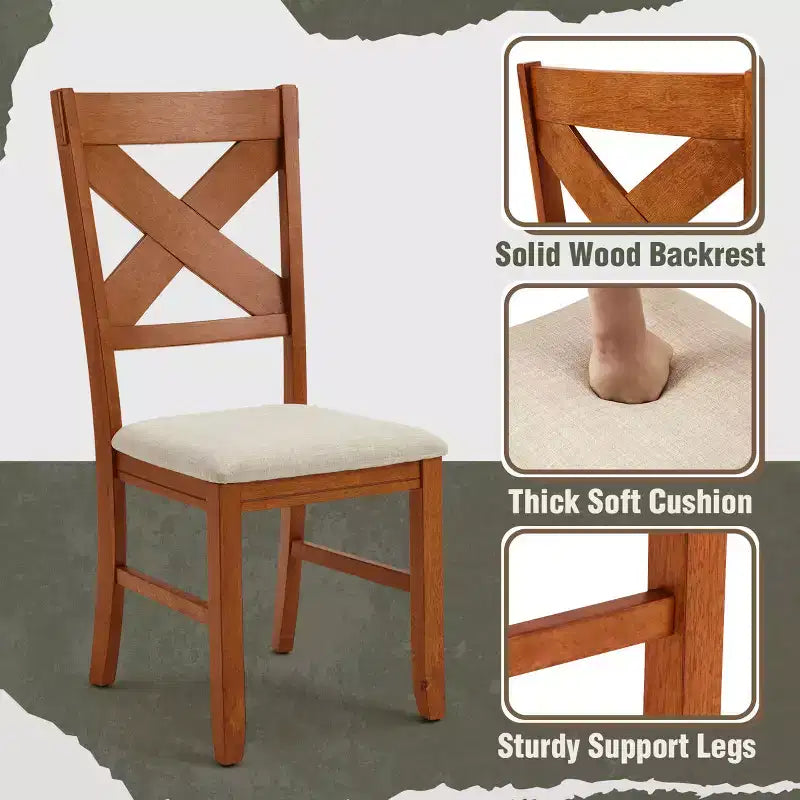 EROMMY Chaises de salle à manger rembourrées en bois massif avec pieds antidérapants, chaises d'appoint pour table de salle à manger (lot de 2)