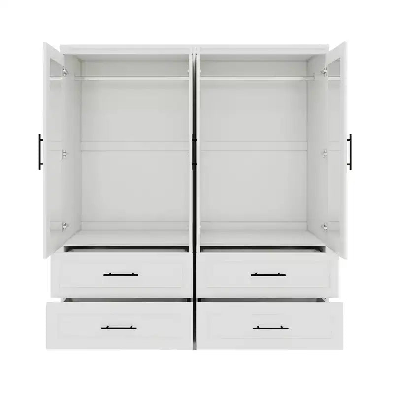 Armoire en bois blanc Keloyid de 160 cm avec 4 tiroirs et 4 portes