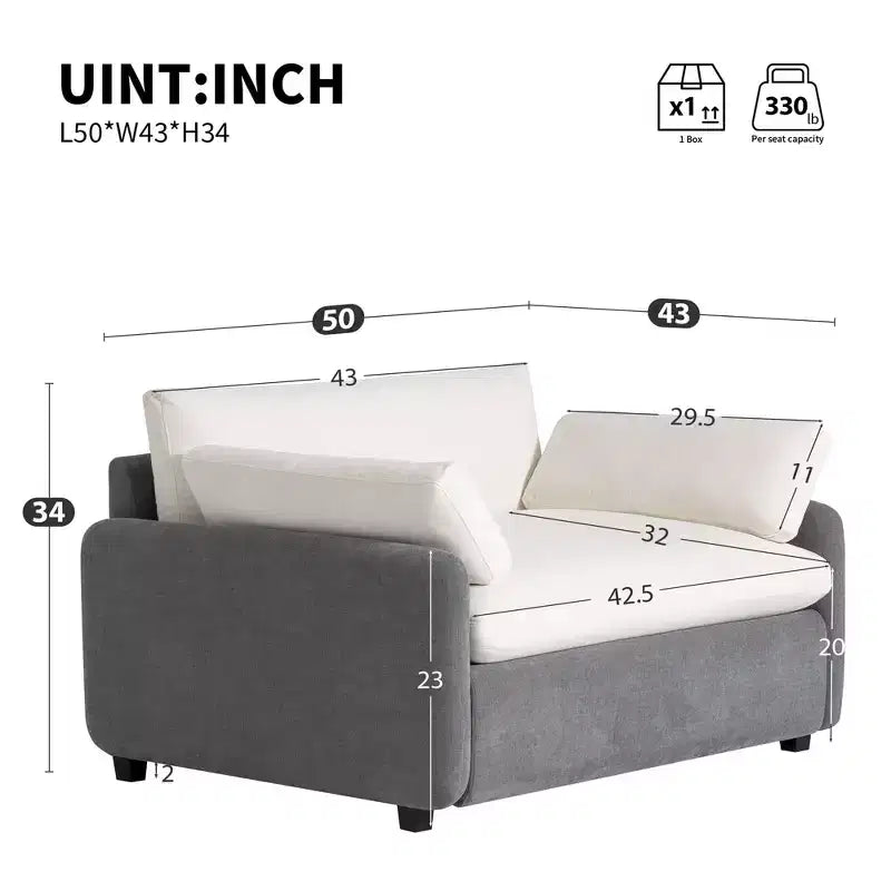 Fauteuil individuel oversize en chenille Zeus & Ruta 50 x 43, fauteuil d'appoint à assise large et profonde (jaune/bleu/gris)