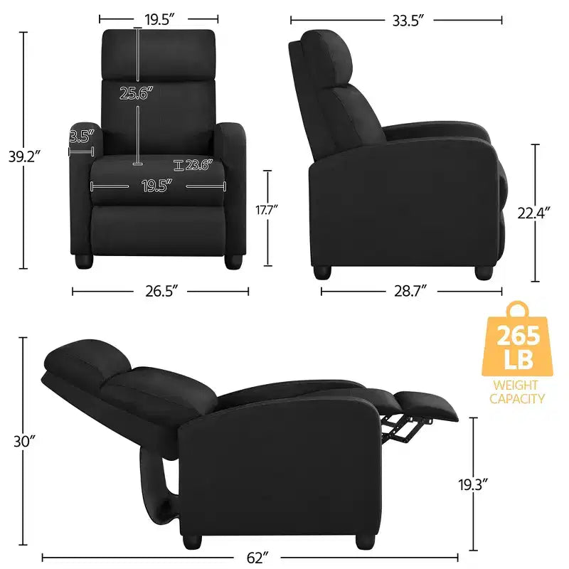 Yaheetech Lot de 2 fauteuils inclinables modernes en tissu pour salon, chambre à coucher