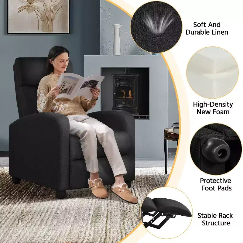 Yaheetech Lot de 2 fauteuils inclinables modernes en tissu pour salon, chambre à coucher