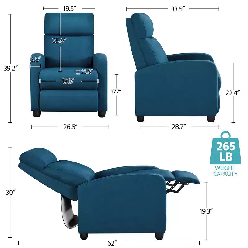 Yaheetech Lot de 2 fauteuils inclinables modernes en tissu pour salon, chambre à coucher
