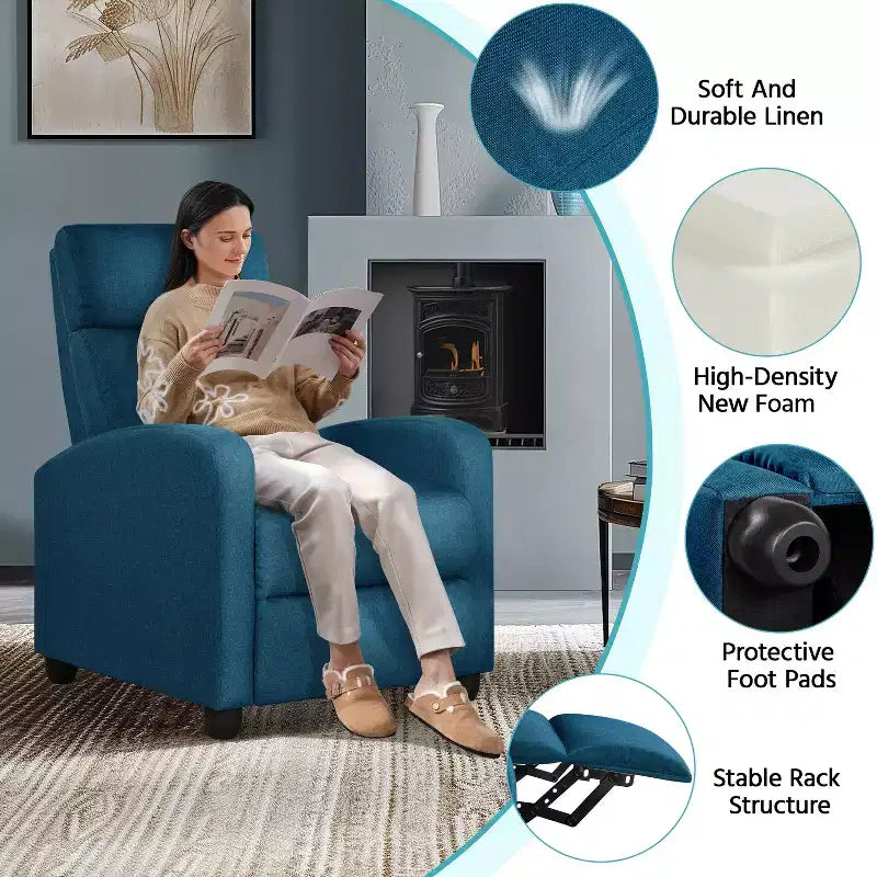 Yaheetech Lot de 2 fauteuils inclinables modernes en tissu pour salon, chambre à coucher