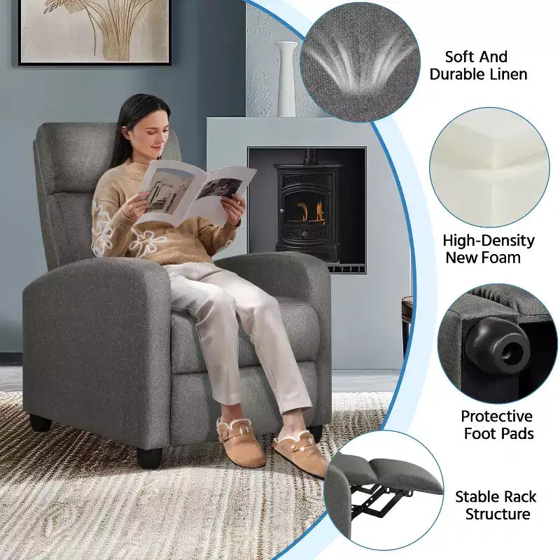 Yaheetech Lot de 2 fauteuils inclinables modernes en tissu pour salon, chambre à coucher