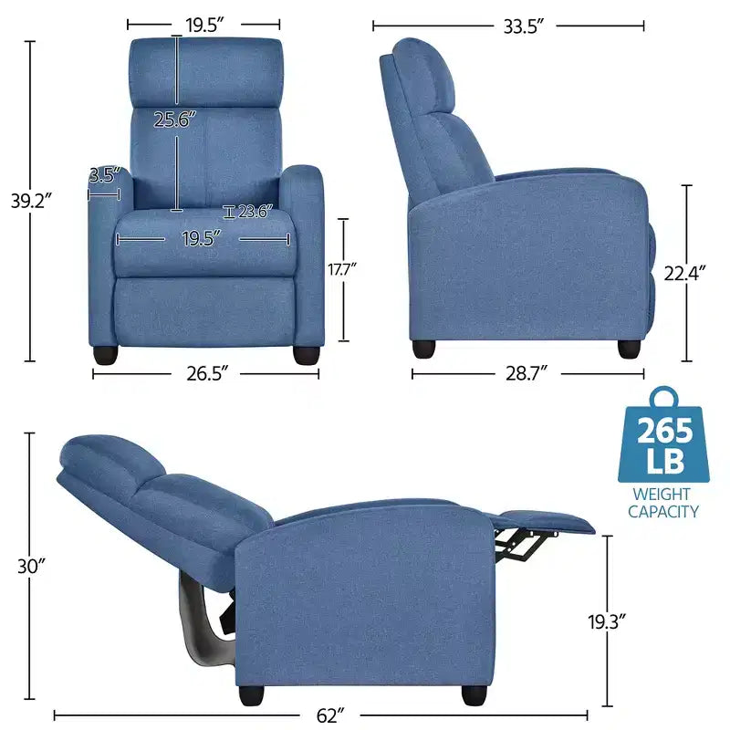 Yaheetech Lot de 2 fauteuils inclinables modernes en tissu pour salon, chambre à coucher
