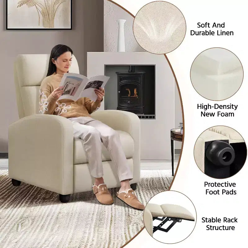 Yaheetech Lot de 2 fauteuils inclinables modernes en tissu pour salon, chambre à coucher