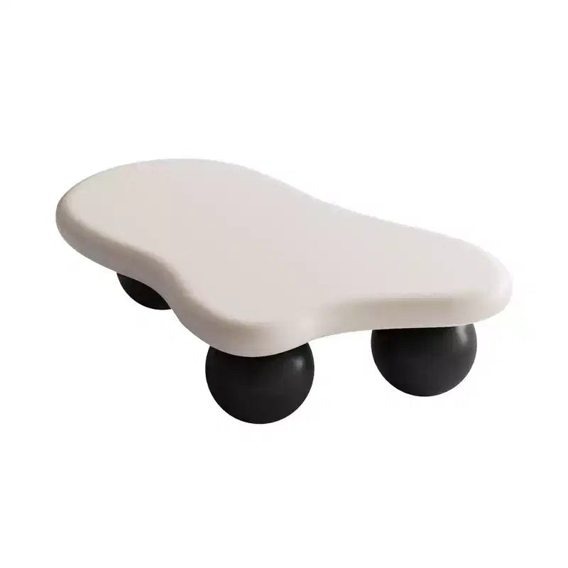 Table basse GDFStudio Dominic 40 avec plateau en bois en forme de nuage et pieds sphériques en plastique