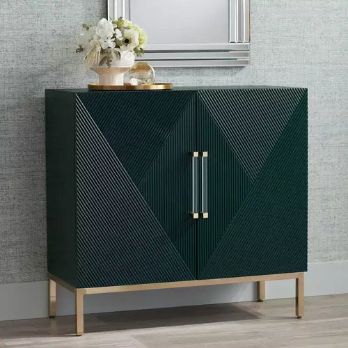 55 Downing Street Saga 36 Armoire d'appoint large verte et or 2 portes