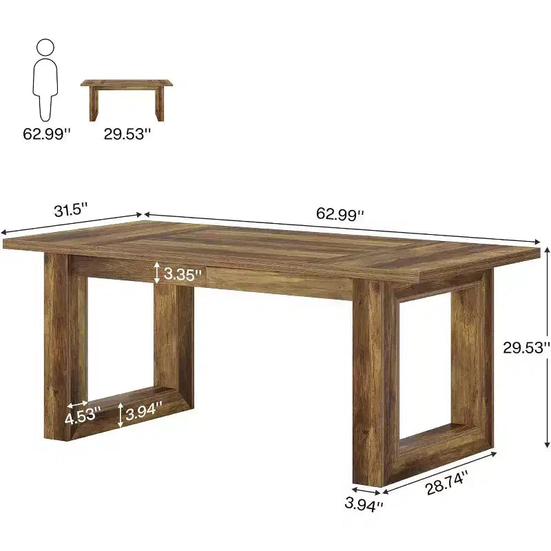 Lantine Bureau d'ordinateur de direction de 160 cm, Table d'écriture industrielle avec base en bois massif pour bureau à domicile