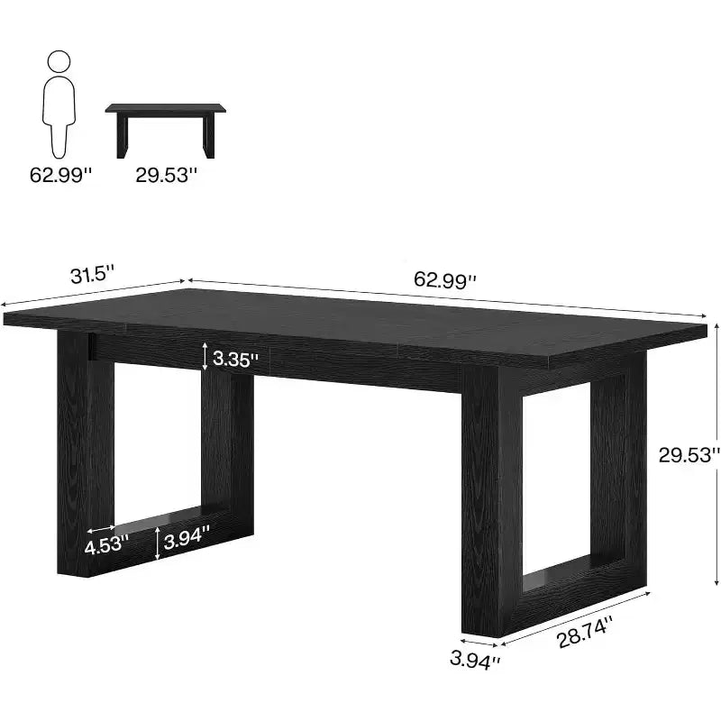 Lantine Bureau d'ordinateur de direction de 160 cm, Table d'écriture industrielle avec base en bois massif pour bureau à domicile