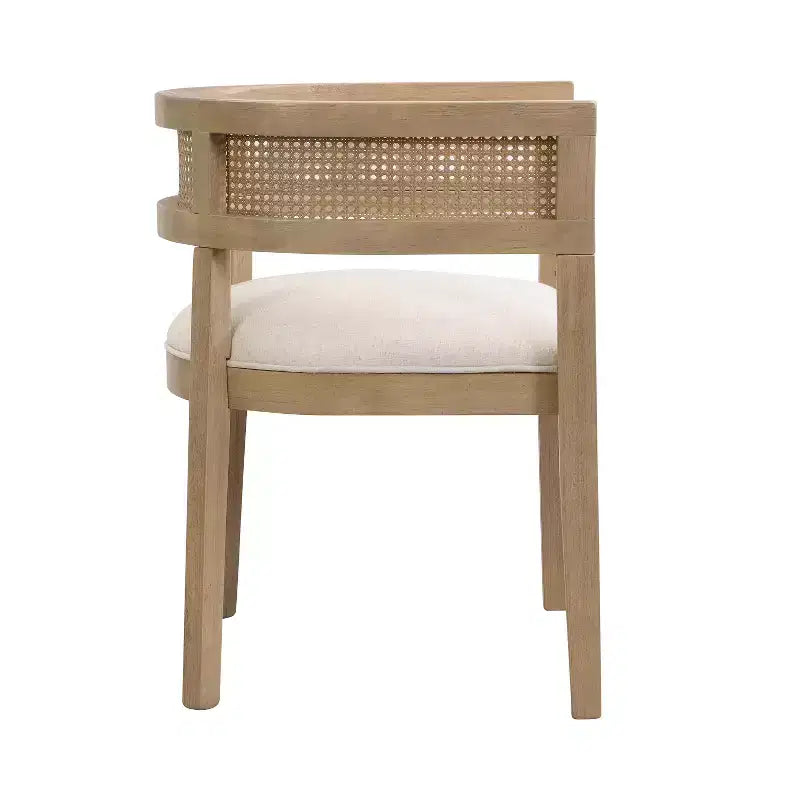 Christopher Knight Home Cinnabar Lot de 2 chaises de salle à manger en bois d'hévéa rembourrées avec dossier en cannage, hauteur d'assise 49,5 cm