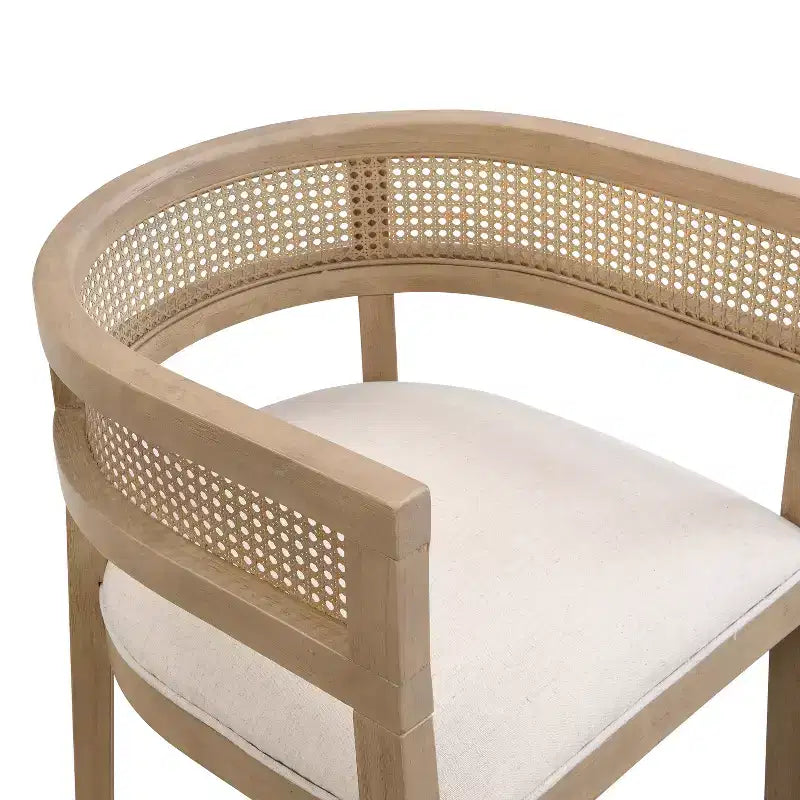 Christopher Knight Home Cinnabar Lot de 2 chaises de salle à manger en bois d'hévéa rembourrées avec dossier en cannage, hauteur d'assise 49,5 cm