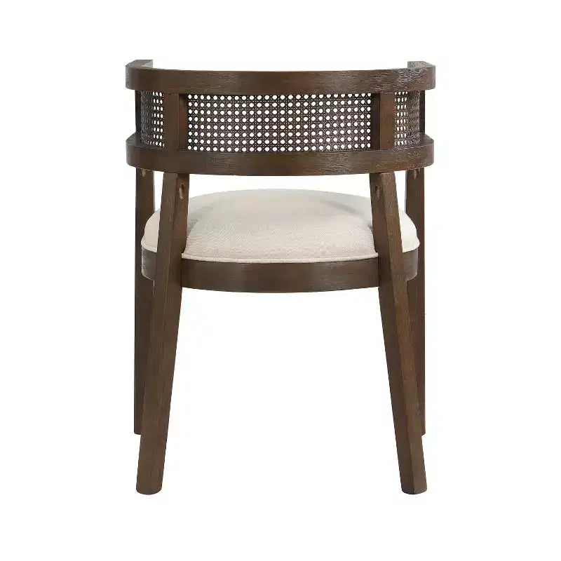 Christopher Knight Home Cinnabar Lot de 2 chaises de salle à manger en bois d'hévéa rembourrées avec dossier en cannage, hauteur d'assise 49,5 cm