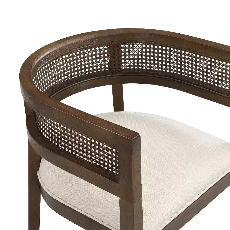 Christopher Knight Home Cinnabar Lot de 2 chaises de salle à manger en bois d'hévéa rembourrées avec dossier en cannage, hauteur d'assise 49,5 cm