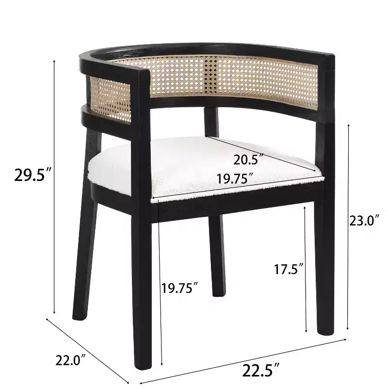 Christopher Knight Home Cinnabar Lot de 2 chaises de salle à manger en bois d'hévéa rembourrées avec dossier en cannage, hauteur d'assise 49,5 cm